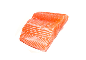 salmon fish fresh meat slice isolated on white background