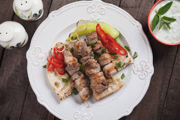 Greek souvlaki skewer