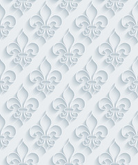 White paper with outline extrude effect. Abstract 3d seamless background. Halftone vector EPS10.