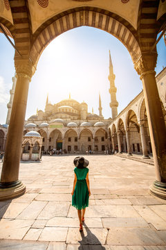 Woman near the Blue Mosque in Istanbul