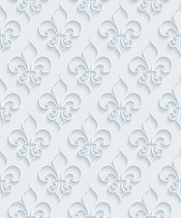 White paper with outline extrude effect. Abstract 3d seamless background. Halftone vector EPS10. © almagami