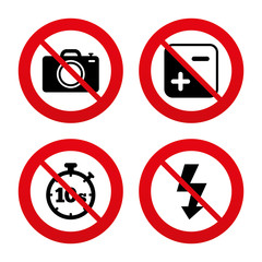 Photo camera icon. Flash light and exposure.