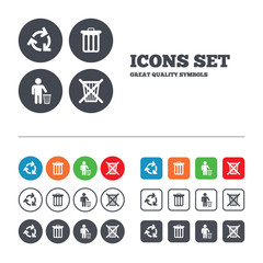 Recycle bin icons. Reuse or reduce symbol.