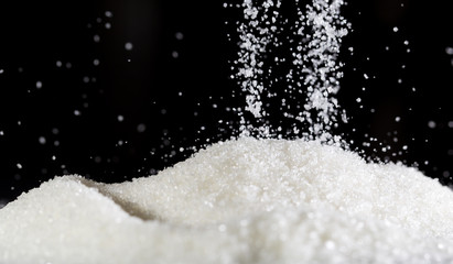 sugar on a black background
