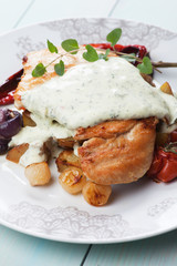 Chicken steak in gorgonzola sauce