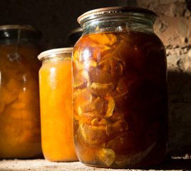 old bank with jam in the basement in the dark