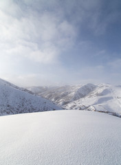 Fototapeta na wymiar snowy mountains in Kazakhstan