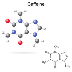 Model and chemical formula of caffeine