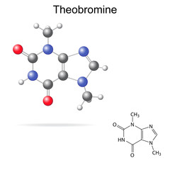 Model and chemical formula of theobromine