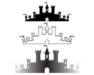 Fototapeta premium Set of Fantasy castles silhouettes for design. Vector i