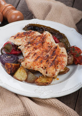 Grilled chicken steak with vegetables
