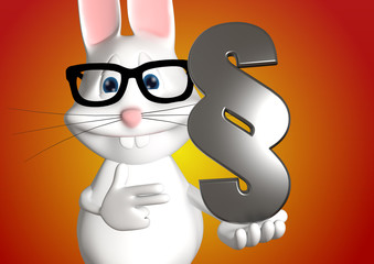 Hase Recht Paragraph Anwalt 3D weiß zeigen Comic