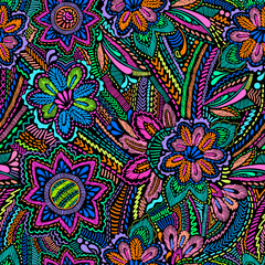 Embroidery floral design ~ seamless background
