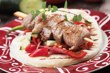 Greek souvlaki skewer