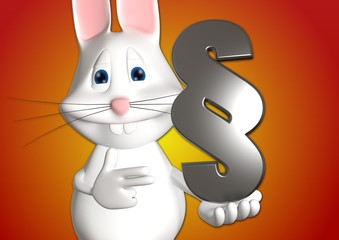 Hase Recht Paragraph Anwalt 3D weiß zeigen Comic