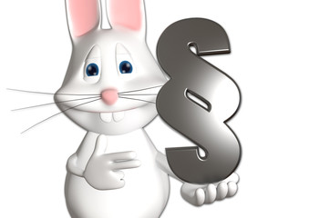 Hase Recht Paragraph Anwalt 3D weiß zeigen Comic