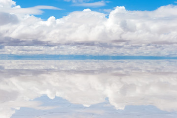 Lake Salar de Uyuni with thin layer of water