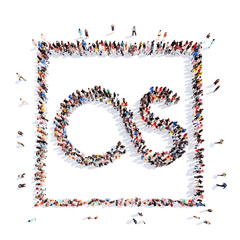 people in the shape of media icons.