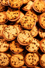 ..Chocolate chips cookies, close up. Chocolate chip cookies shot