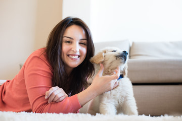 Woman with puppy