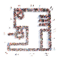 people in the shape of a sewing machine.