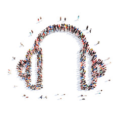 people in the shape of headphones.