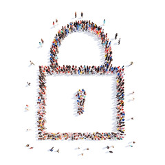 people in the shape of lock.