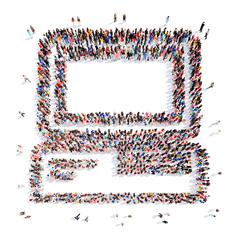 people in the shape of a computer.