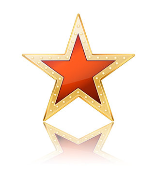 red star with golden frame on white