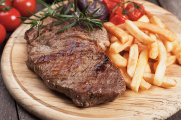 Beef steak with french fries
