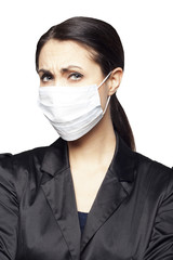Businesswoman with protect mask on her face