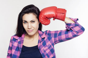 Pretty woman with boxing gloves