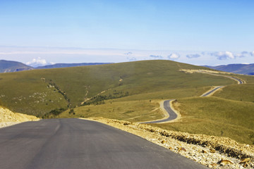 Mountain highway and landscape. North Caucasus travel.
