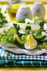 Fresh vegetable salad with eggs.