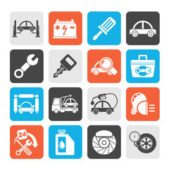 Silhouette Car service maintenance icons - vector icon set