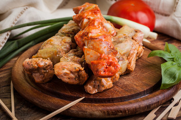 Grilling shashlik.