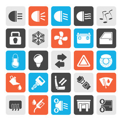 Silhouette Car interface sign and icons - vector icon set