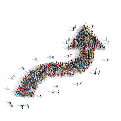 People in the form of arrows.