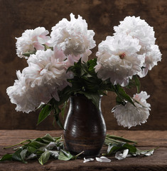 Beautiful bouquet of white peonies