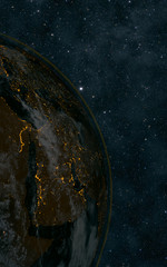 planet earth at night with space background
middle east