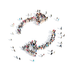 People in the form of arrows.