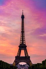 Fototapeta na wymiar Eiffel Tower at sunset in Paris