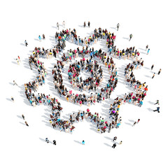 people in the shape of gears.