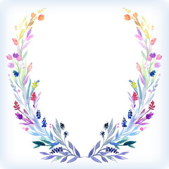 Fototapeta na wymiar Wedding invitation design template with watercolor floral frame.
