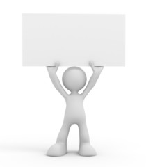 holding blank placard