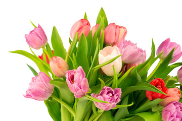 bouquet of tulips mother birthday gift valentine spring background selective soft focus toned photo