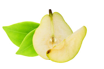 cut pear isolated on white background diet vitamin breakfast lunch dinner home kitchen organic health eco low weight