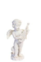 angel playing a lute figure figurine isolated on a white background