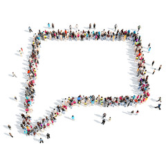 People in the shape of a chat bubble.