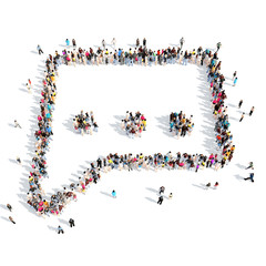 People in the shape of a chat bubble.